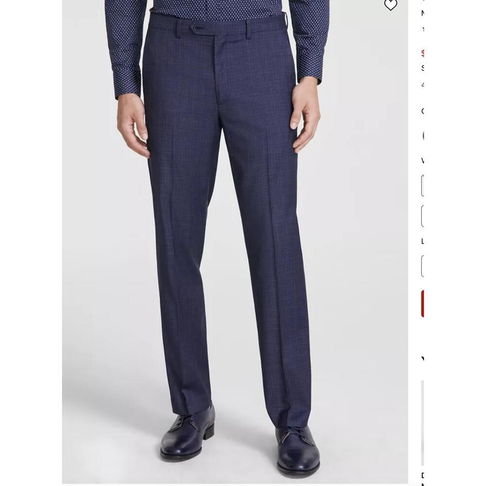 NWT Tallia Blue Slim Fit Wool Lycra Dress Pants The Mason Fit 32W X 32L